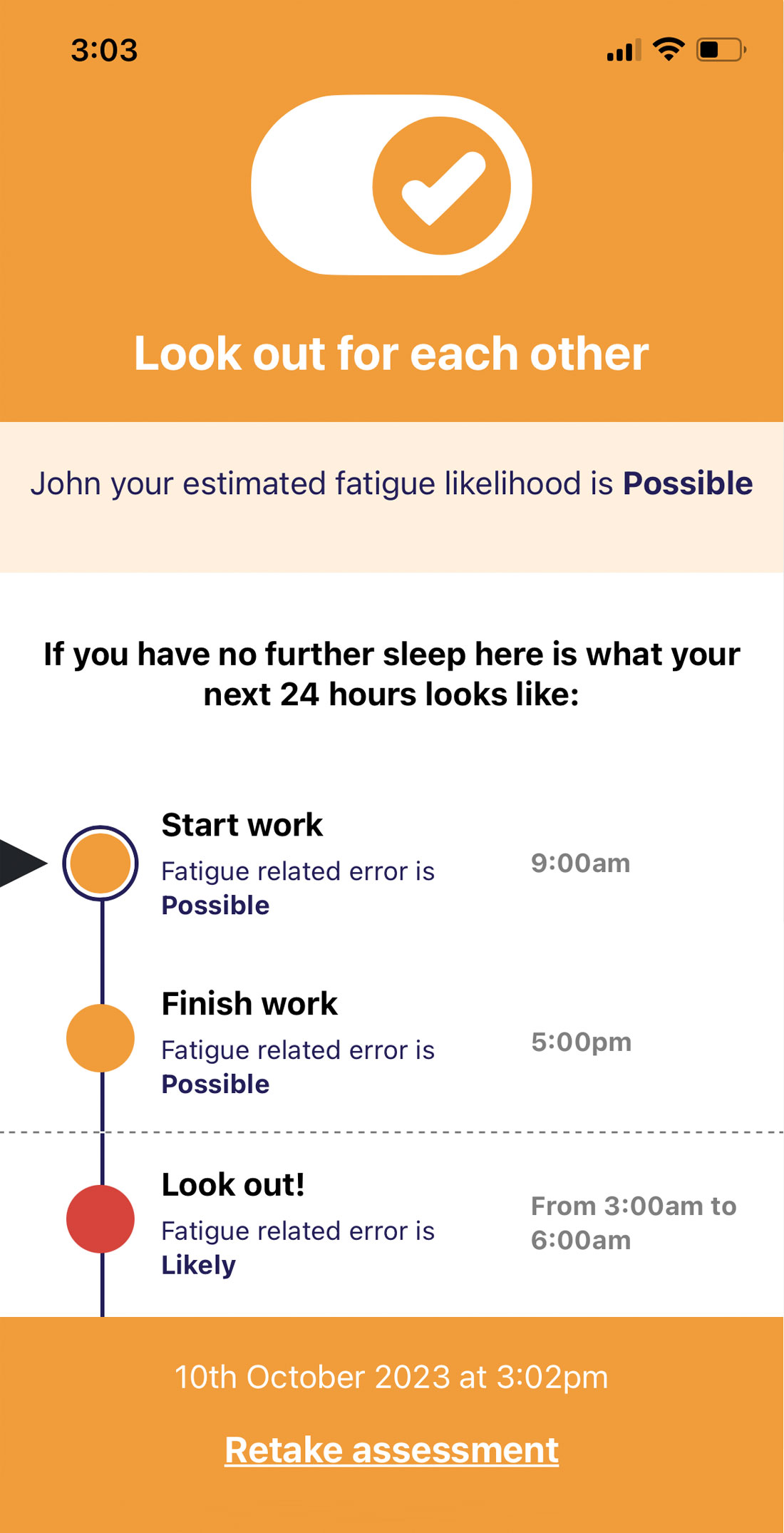 Fatiguefit4Duty app