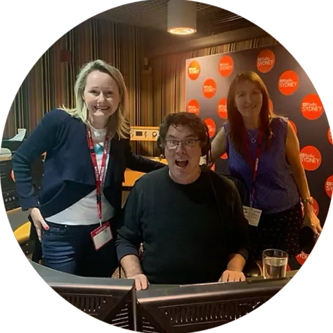 Melissa in the ABC Radio Sydney studio for the SleepWellBaby launch